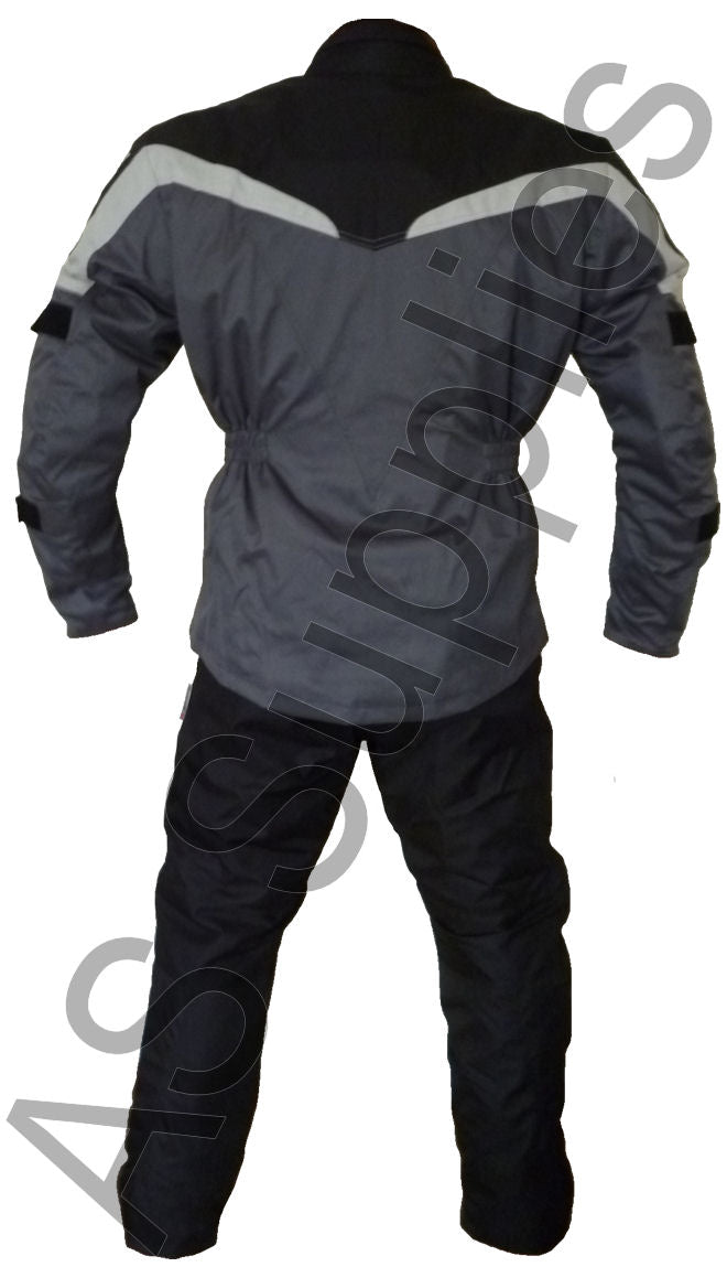 Motorcycle jacket and pants set on a white background