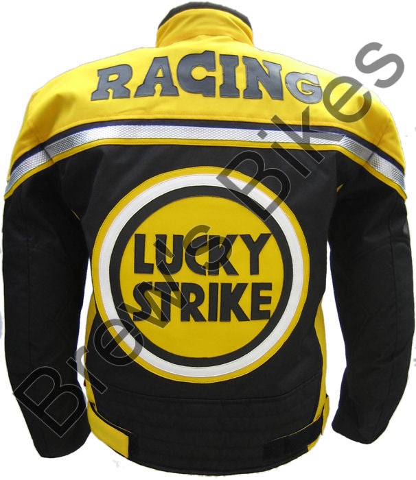 LUCKY STRIKE Cordura Textile Motorcycle Jacket - Black / Yellow