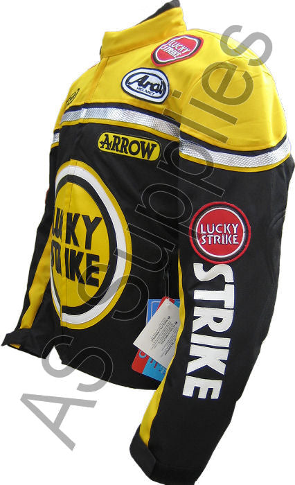 LUCKY STRIKE Cordura Textile Motorcycle Jacket - Black / Yellow
