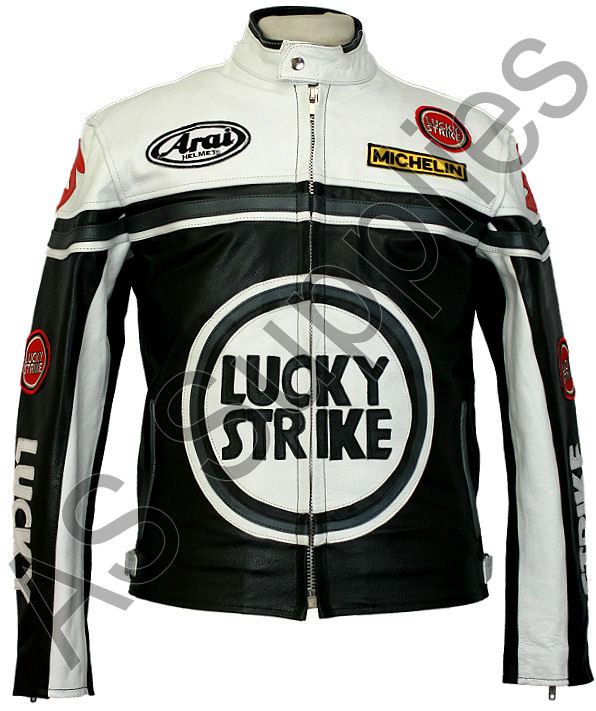 Lucky Strike Cordura Textile Motorcycle Jacket-Motorcycle Jacket-Black/White 
